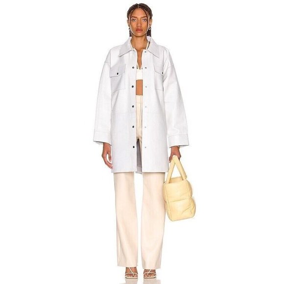 STAND STUDIO Maryam Overshirt White Leather Jacket